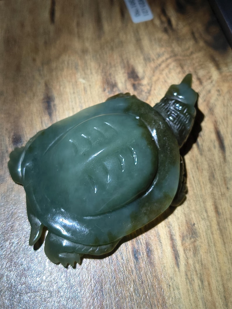 Certified Hand Carved Nephrite Jade Softshell Turtle - Image 7