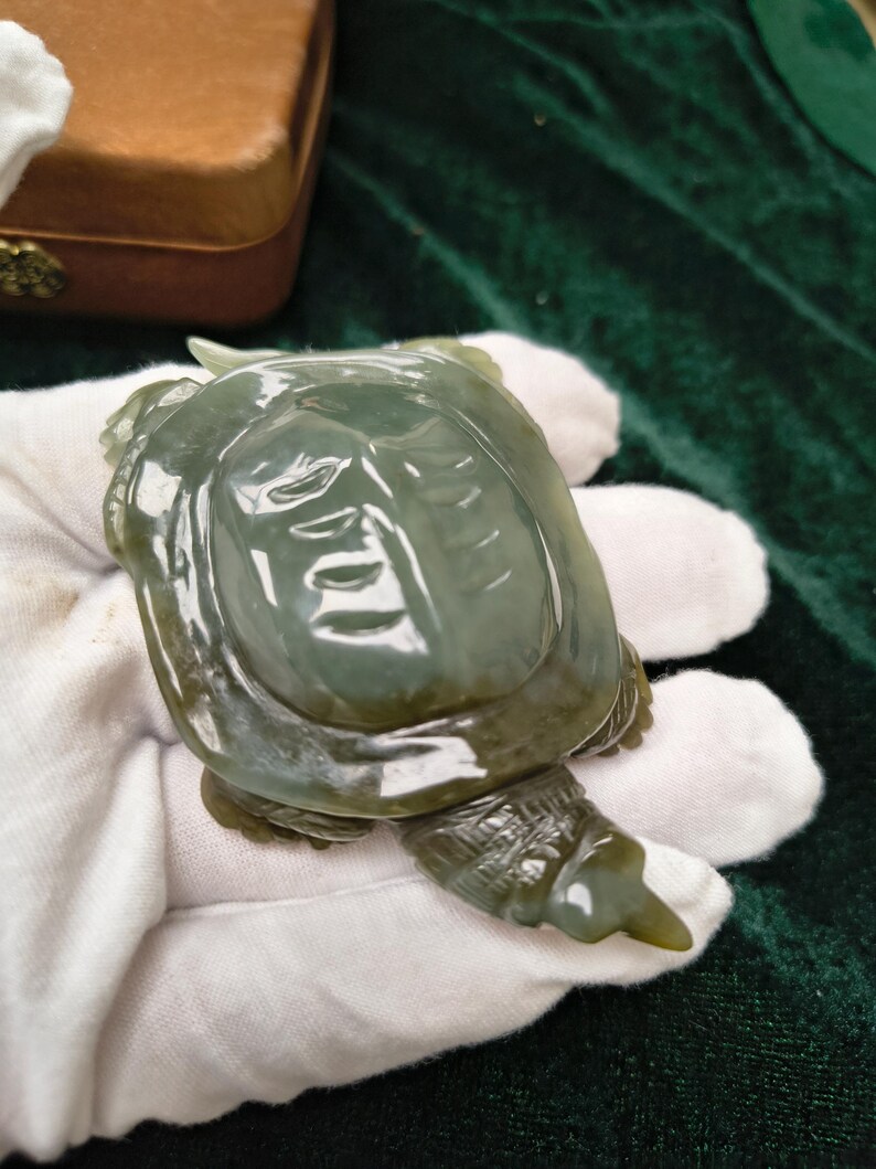 Certified Hand Carved Nephrite Jade Softshell Turtle - Image 5
