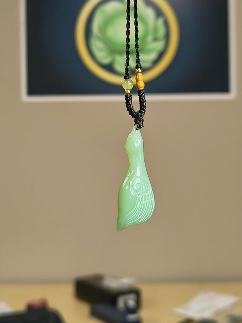 Authentic Siberian Light-Cyan Nephrite Jade Ram Goose Pendant - Image 4