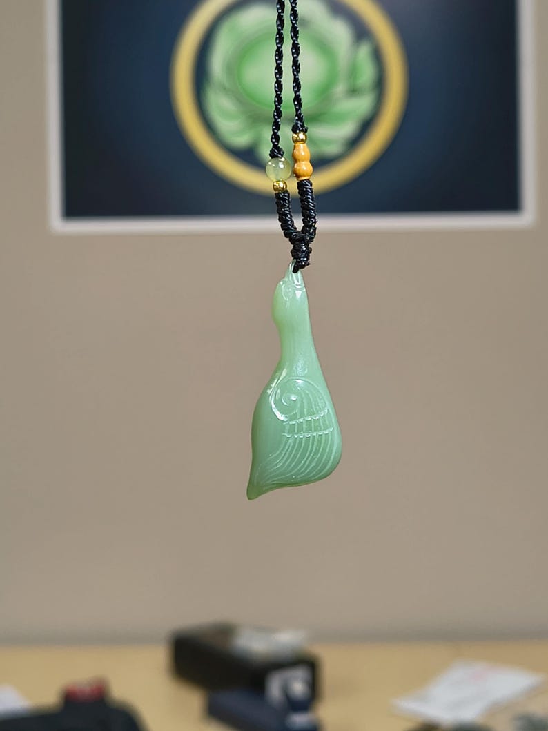 Authentic Siberian Light-Cyan Nephrite Jade Ram Goose Pendant