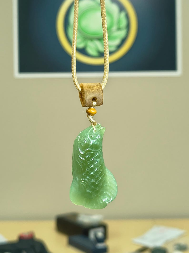 Authentic Siberian Cat's Eye Nephrite Jade Dragonfish (Arowana) Pendant