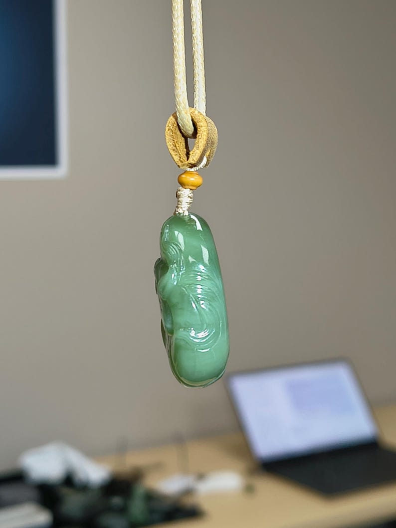 Authentic Siberian Ice Cat's Eye Nephrite Jade Horse Pendant - Image 5