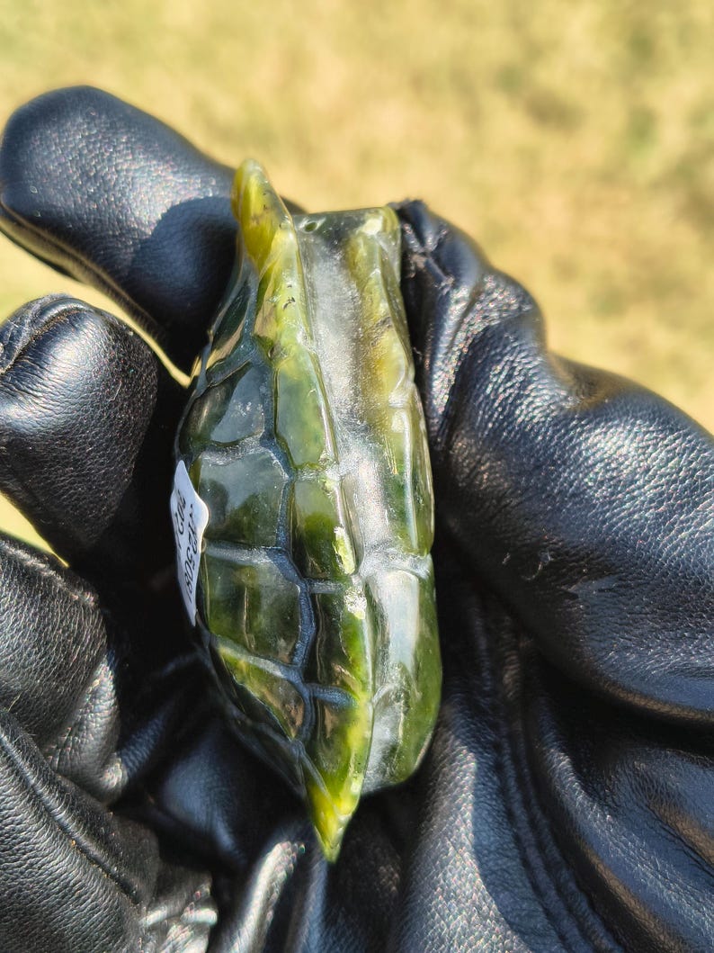 imcredibly Lifelike! Certified Hand Carved Nephrite Jade Turtle Shell - Image 3