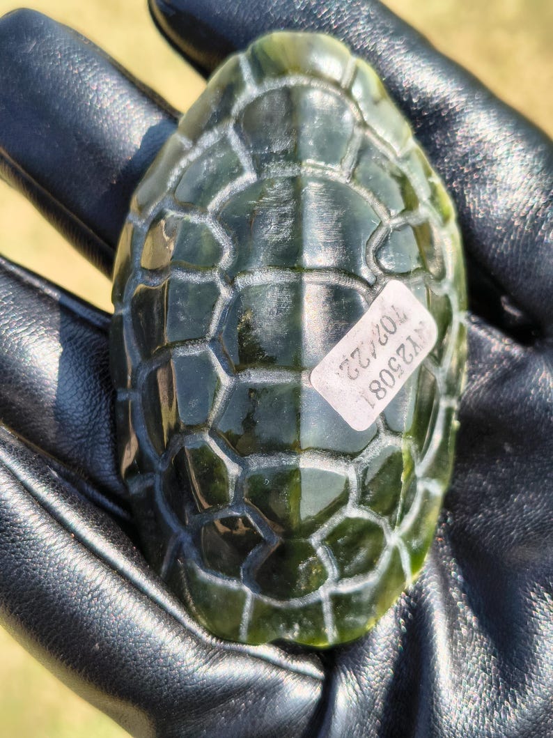 imcredibly Lifelike! Certified Hand Carved Nephrite Jade Turtle Shell
