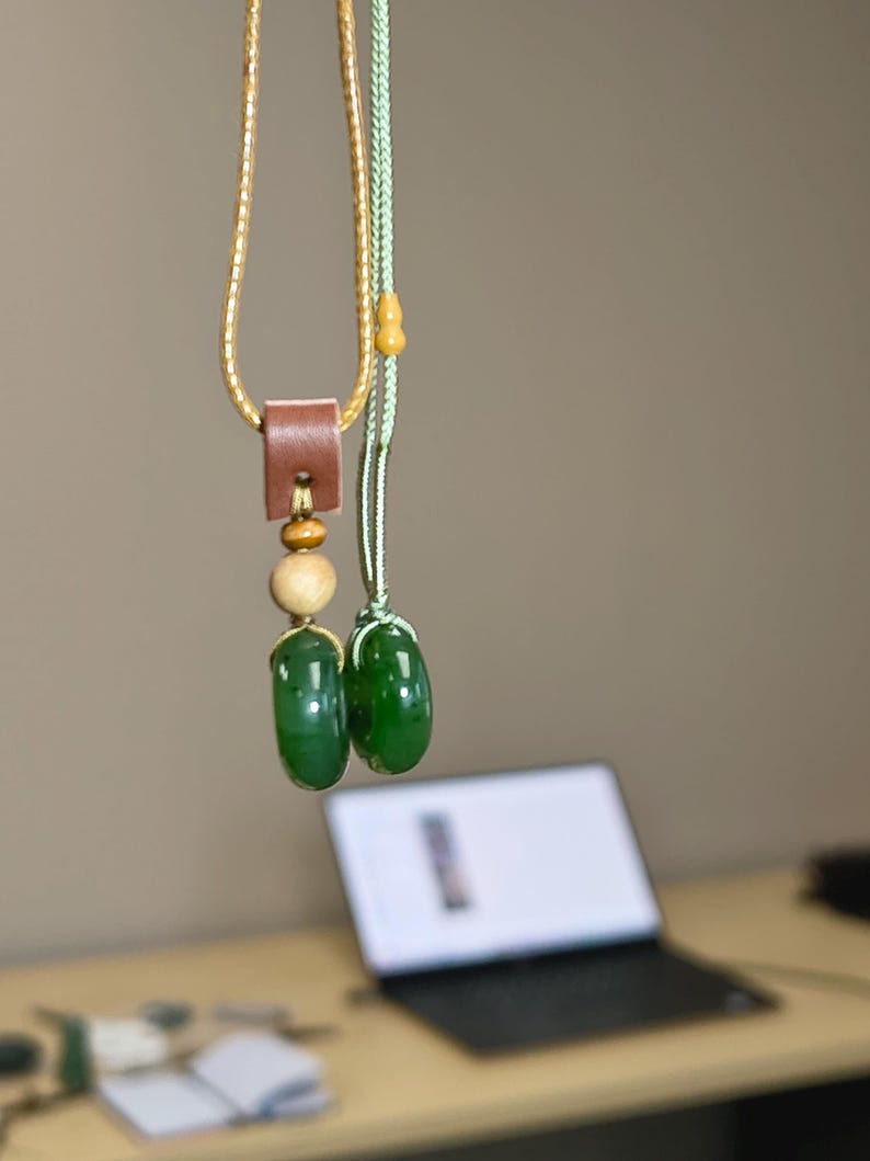 Hand-Carved Canadian Nephrite Jade Donut Pendant | Ping An Kou Talisman Necklace - Image 5