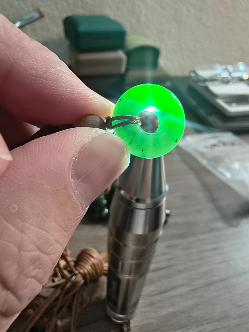 Hand-Carved Canadian Nephrite Jade Donut Pendant | Ping An Kou Talisman Necklace - Image 10
