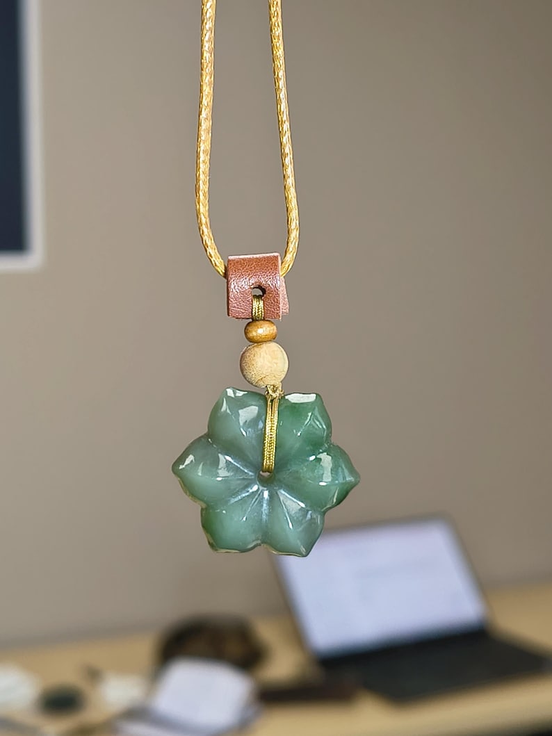 Natural Canadian Jade Floral Blossom Pendant | Carved Flower Amulet