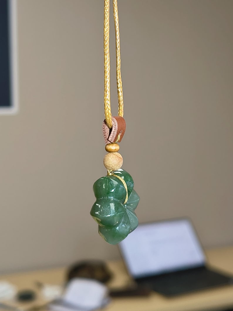 Natural Canadian Jade Floral Blossom Pendant | Carved Flower Amulet - Image 4