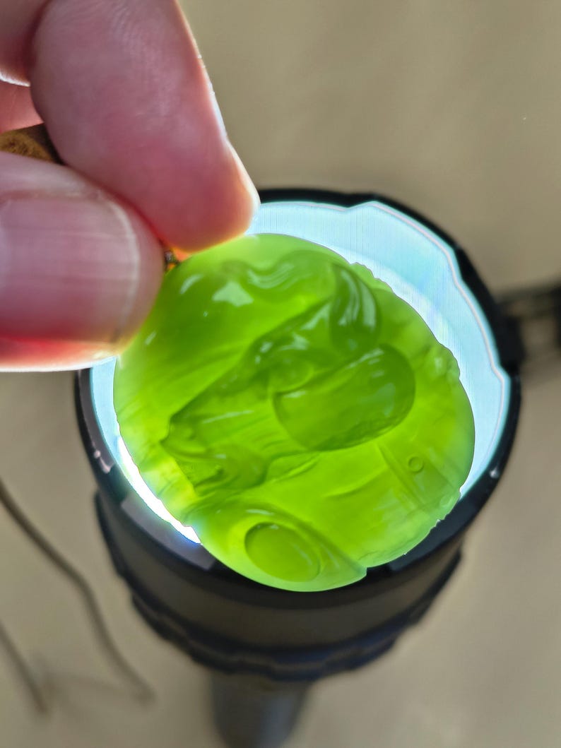 Authentic Siberian Ice Cat's Eye Nephrite Jade Horse Pendant - Image 8