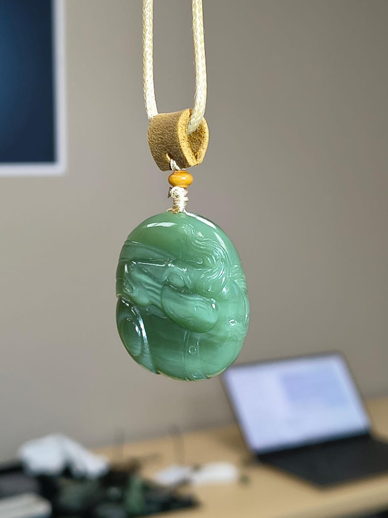 Authentic Siberian Ice Cat's Eye Nephrite Jade Horse Pendant - Image 3
