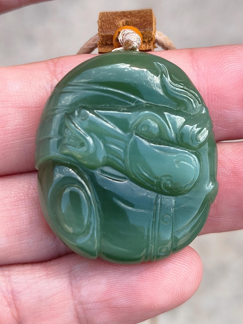 Authentic Siberian Ice Cat's Eye Nephrite Jade Horse Pendant - Image 6
